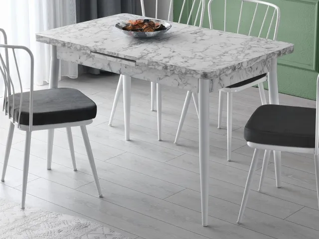 Mobistoxx AYRTON verlengbare eettafel wit marmer