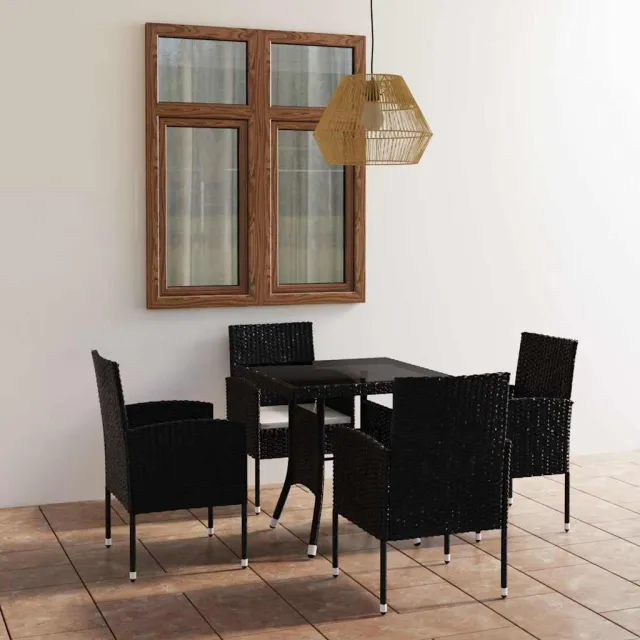 vidaXL 5-delige Tuinset poly rattan zwart, foto 2