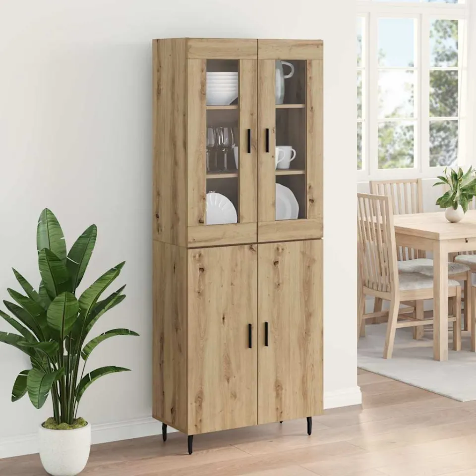 vidaXL Hoge kast 2 st Artisan Eiken 69,5 x 34 x 180 cm Bewerkt hout, foto 3