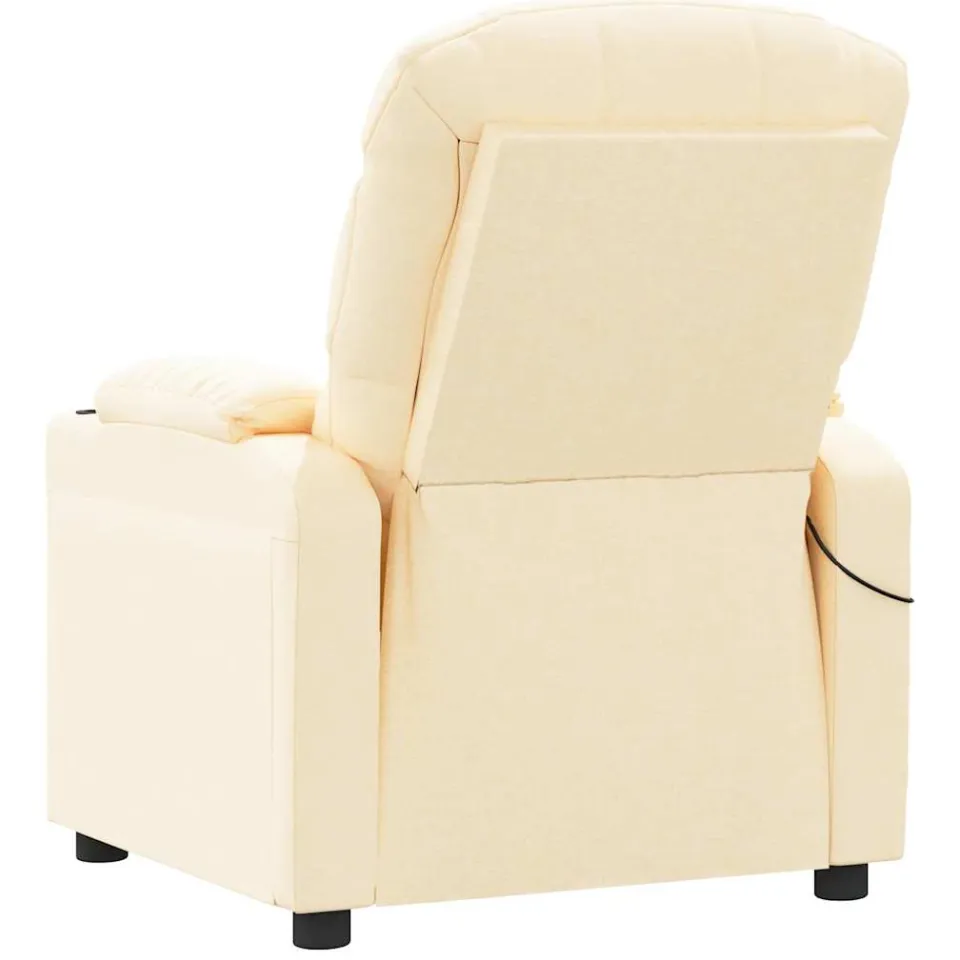 vidaXL Massagestoel elektrisch stof crèmekleurig, foto 4