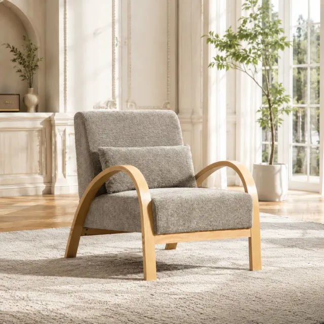 Welltin Fauteuil - Comfortabele TV-stoel - Leesstoel - Chenillestof - Zacht zitkussen - Modern design - Geschikt voor de woonkamer, slaapkamer - Grijs