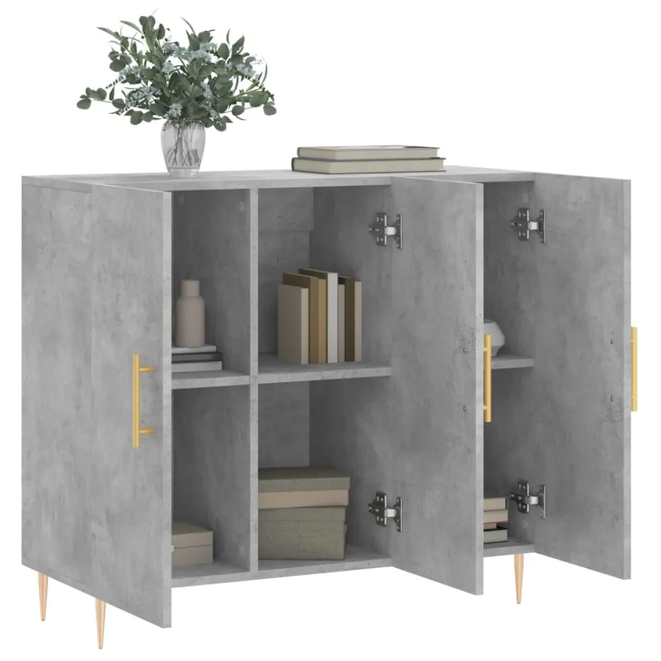 vidaXL Dressoir 90x34x80 cm bewerkt hout betongrijs grijs, foto 4