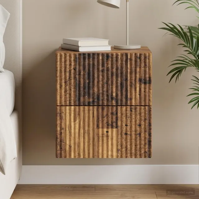 vidaXL Wandbeugel Bedkast Oud hout 33 x 34,5 x 40 cm Bewerkt hout bruin, foto 2