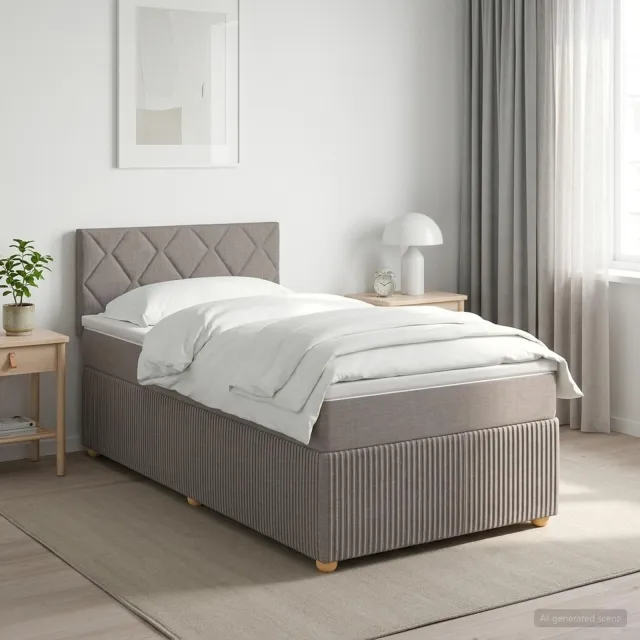 vidaXL Boxspringbed met matras met hoofdeinde Taupe 80 x 200 cm Stof