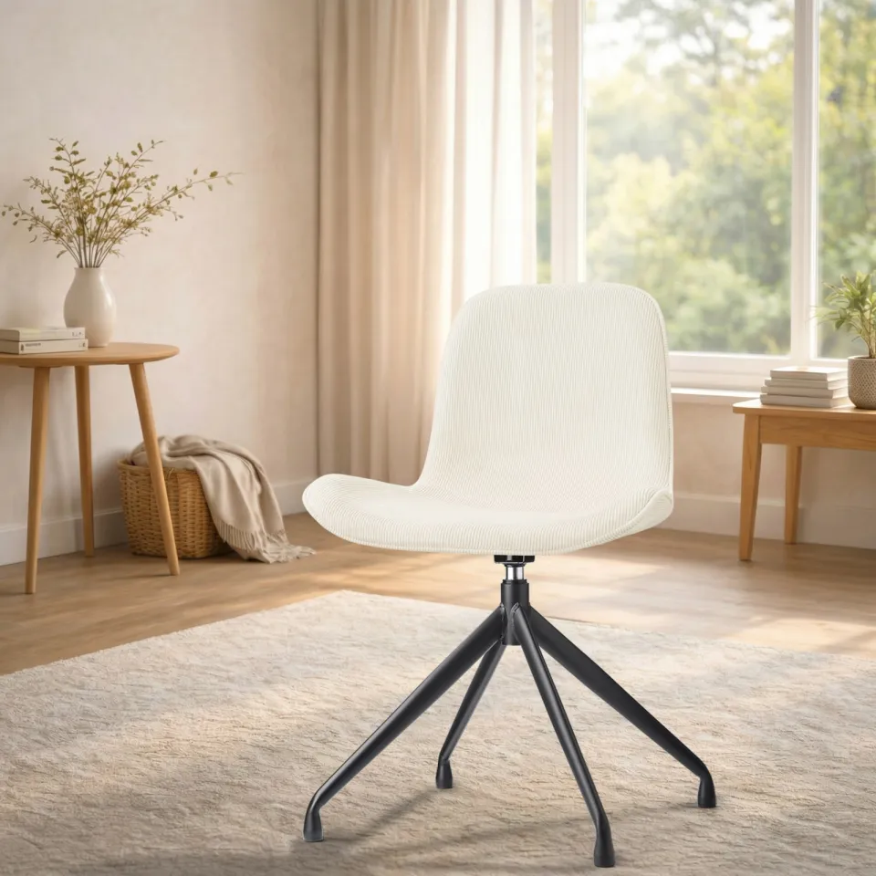 Nolon Nola-Fé draaibare eetkamerstoel rib beige - zwart onderstel, foto 2