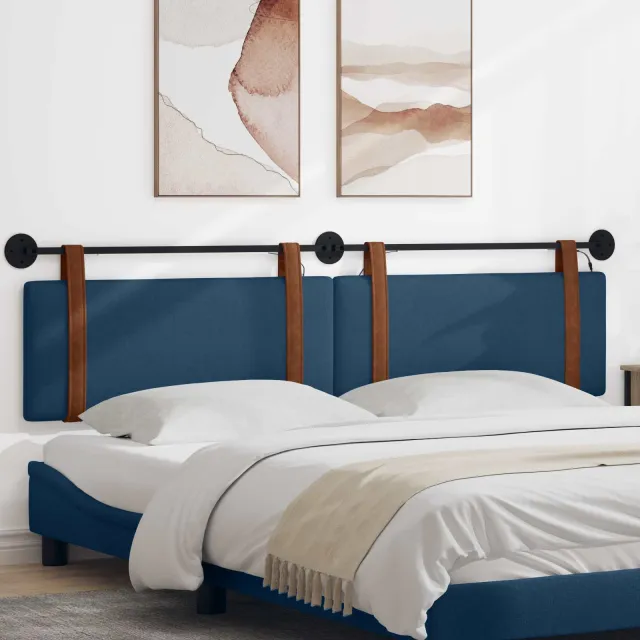 vidaXL Hangend hoofdbord Blauw Antiek PU
