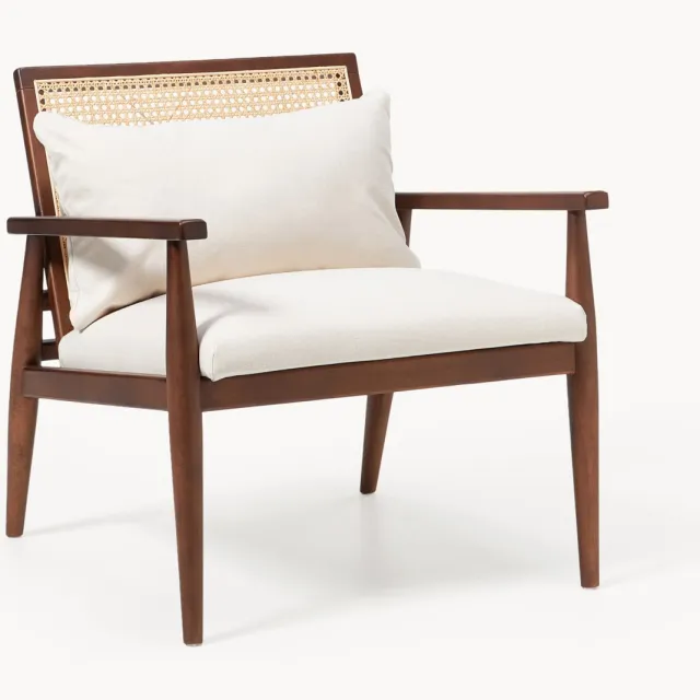 Westwing Collection Rubberhouten loungestoel Manuell Wit