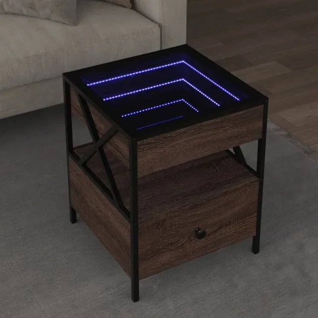 vidaXL Salontafel met Infinity LED 40x40x51 cm bruin eikenkleurig
