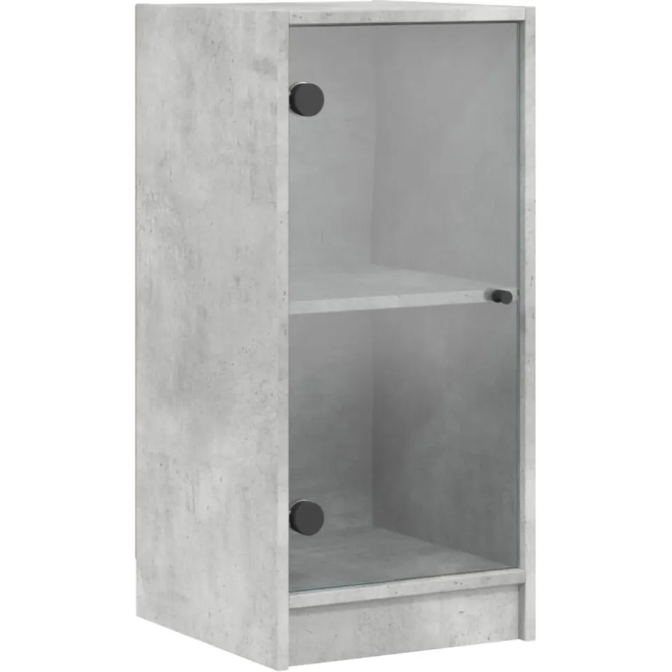 vidaXL Bijzetkast met glazen deuren 35x37x75,5 cm betongrijs