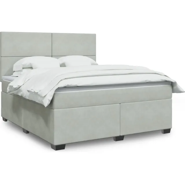 vidaXL Boxspring met matras fluweel lichtgrijs 180x200 cm grijs