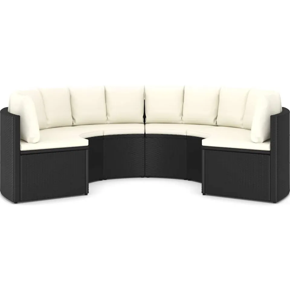 vidaXL 6-delige Loungeset met kussens poly rattan zwart