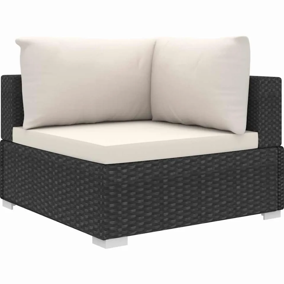 vidaXL 11-delige Loungeset met kussens poly rattan zwart, foto 3