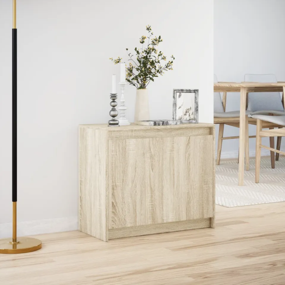 vidaXL Dressoir met LED 72x34x61 cm bewerkt hout sonoma eikenkleurig, foto 2