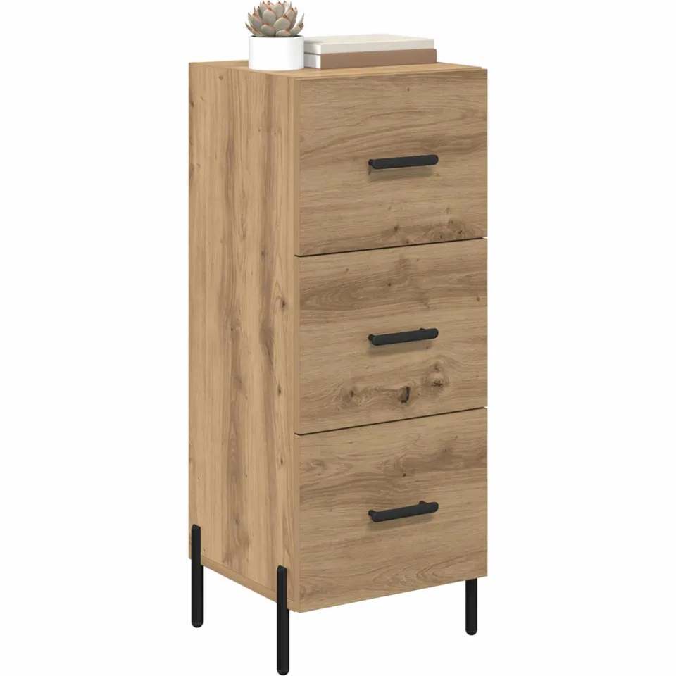 vidaXL Dressoir artisanaal eikenkleurig 34 x 34.5 x 90 cm Bewerkt hout Bruin