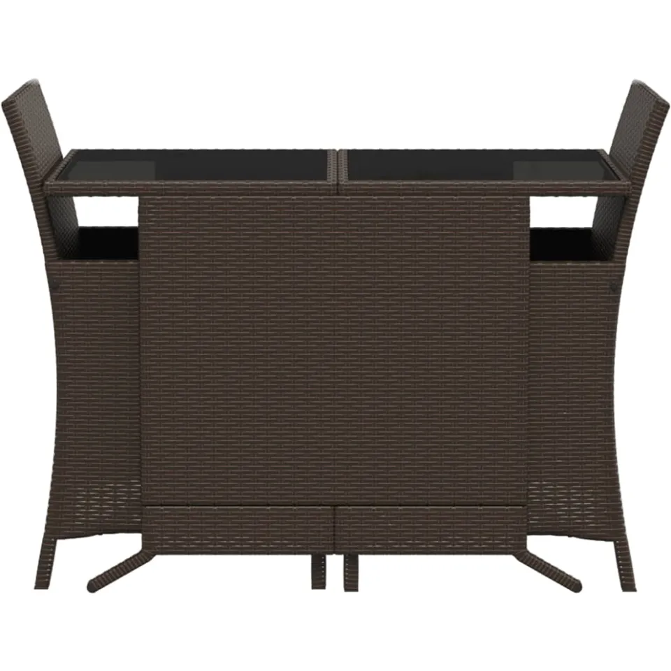vidaXL 3-delige Bistroset met kussens poly rattan bruin, foto 3