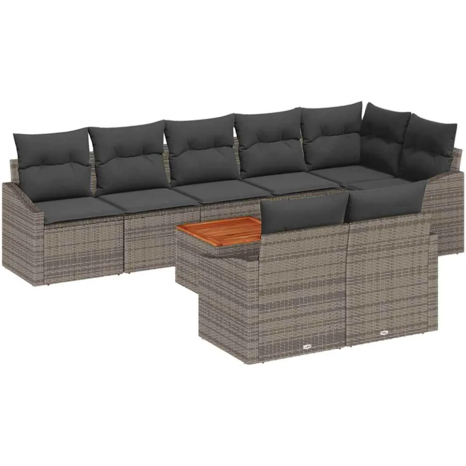 vidaXL Tuinbankenset 9 st Grijs poly rattan
