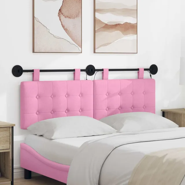 vidaXL Hangend hoofdbord Roze Stof