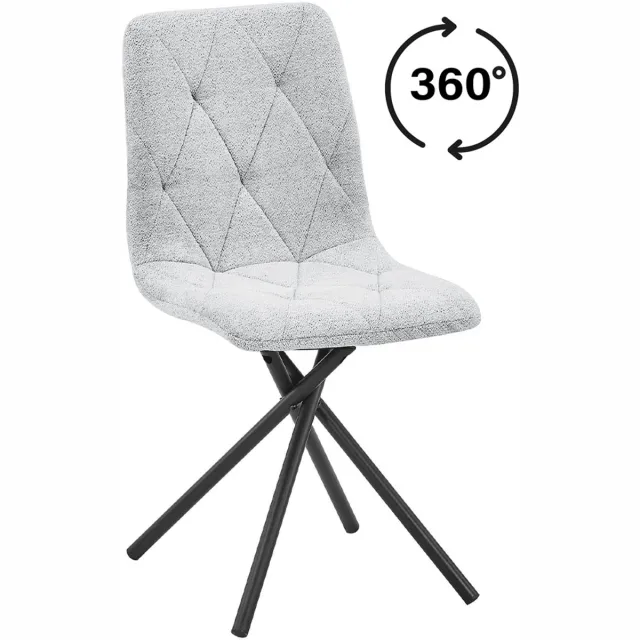 AZ-Home AZ Home-Set van 4-Eetkamerstoelen-Raven Lichtgrijs-Keukenstoelen–360° Draaibaar–Voor Eetkamer, Woonkamer