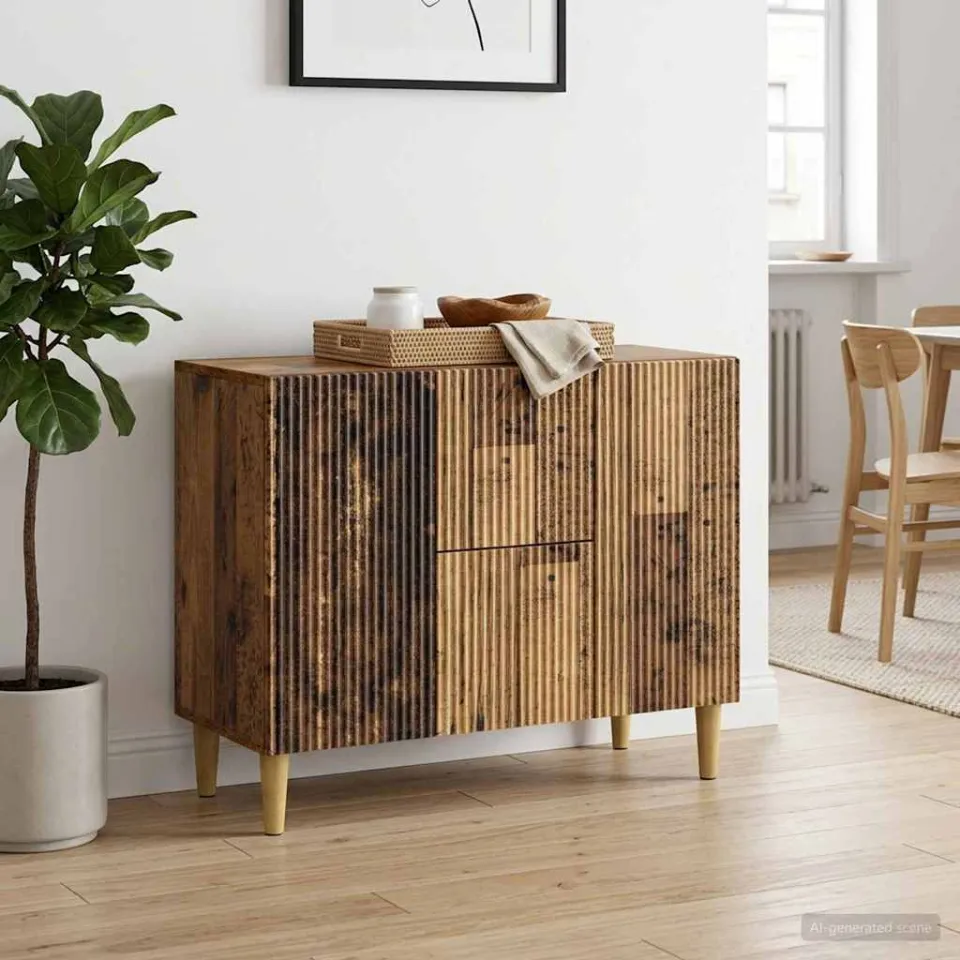vidaXL Dressoir Oud hout 89 x 34,5 x 60 cm Bewerkt hout bruin, foto 3