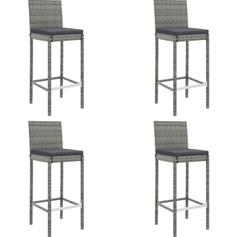 vidaXL 5-delige Tuinbarset met kussens poly rattan grijs