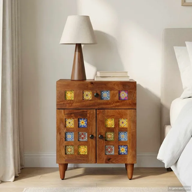 vidaXL Nachtkastje Bruin 50 x 33 x 60 cm Massief Mango Hout, foto 2