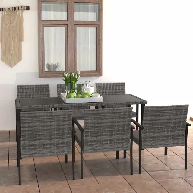 vidaXL 7-delige Tuinset poly rattan grijs, foto 2