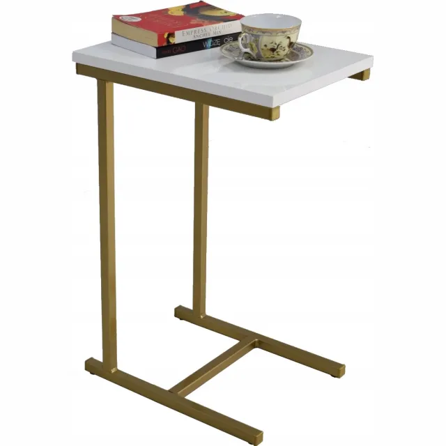 FutuStal EKO - Bijzettafel - Zwart - Gouden Frame - Hoogglans Blad Goud;Wit