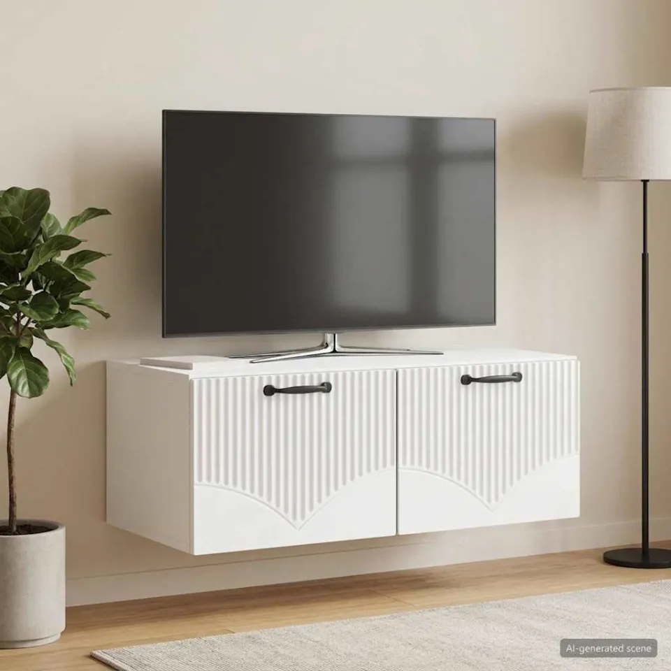 vidaXL Wandbeugel TV-kast Hoogglans Wit 78,5 x 41 x 30 cm Bewerkt hout, foto 4