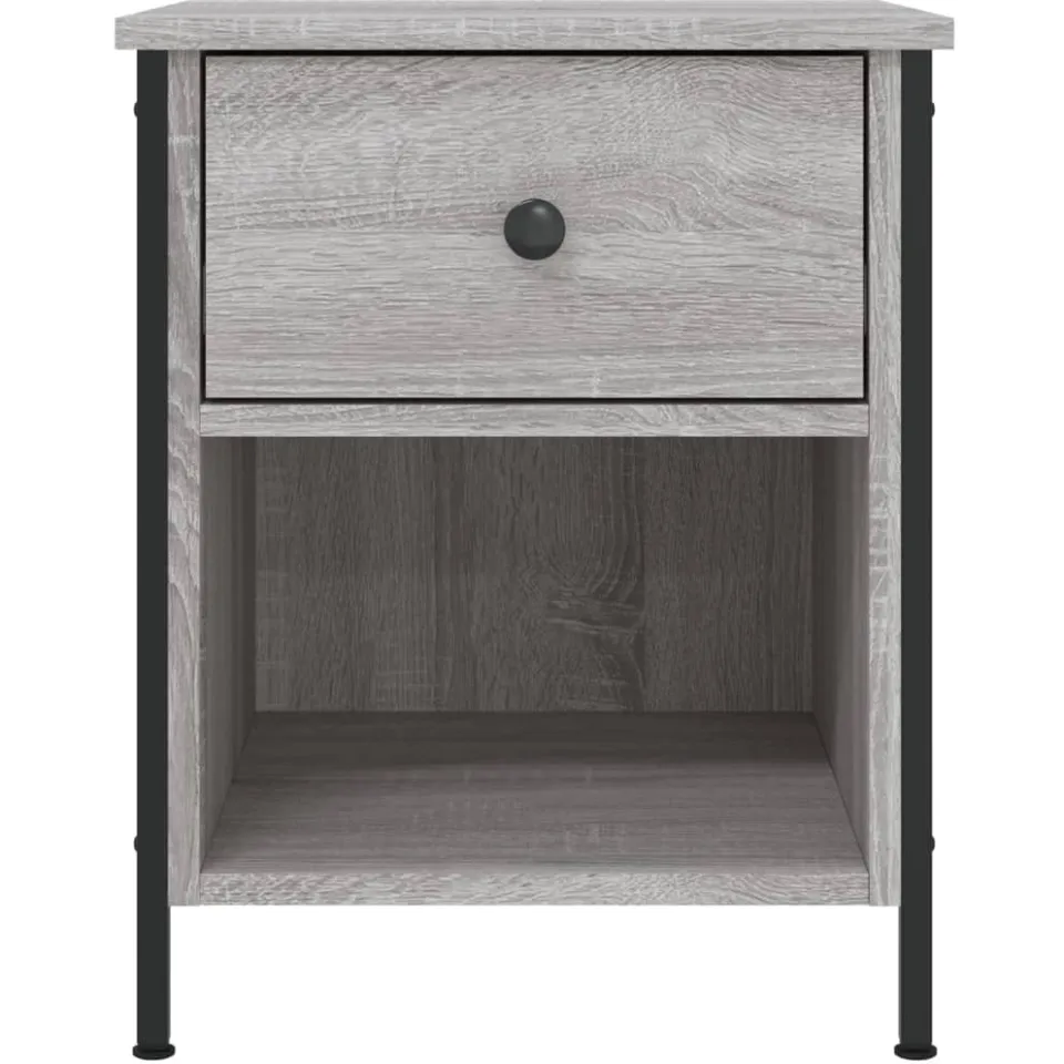 vidaXL Nachtkastje 40x42x50 cm bewerkt hout grijs sonoma eikenkleurig, foto 4