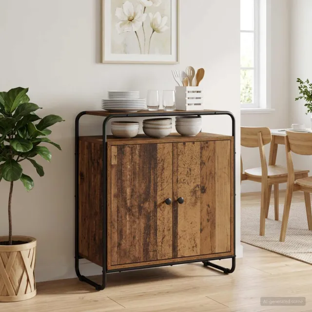 vidaXL Dressoir Oud hout 68 x 35 x 75 cm Bewerkt hout bruin, foto 2
