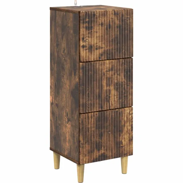 vidaXL Ladekast - Gerookt - eiken - 33 - x - 34,5 - x - 90 - cm - Bewerkt - hout