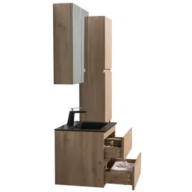 Aquazuro Wastafelonderkast Napoli 59cm - Scandinavisch Eiken - Met 2 Lades - 59,4x50x47,5cm, foto 4