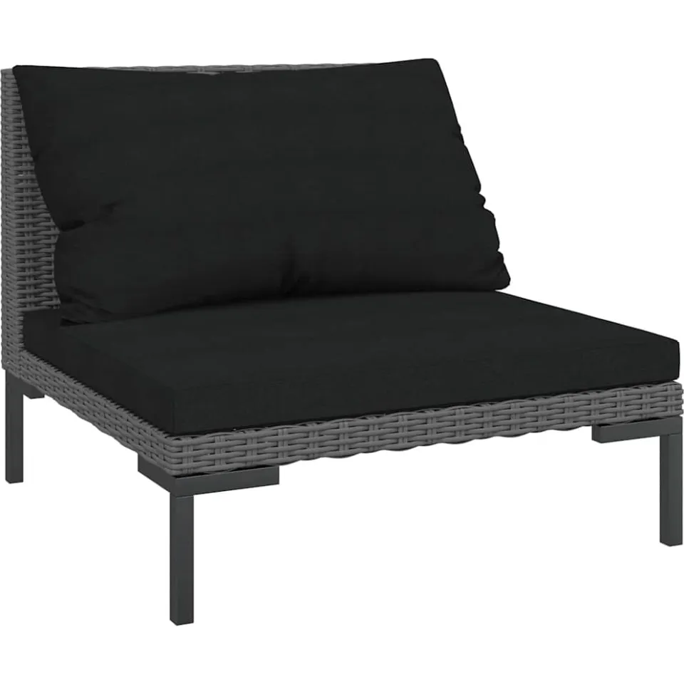 vidaXL 7-delige Loungeset met kussens poly rattan donkergrijs
