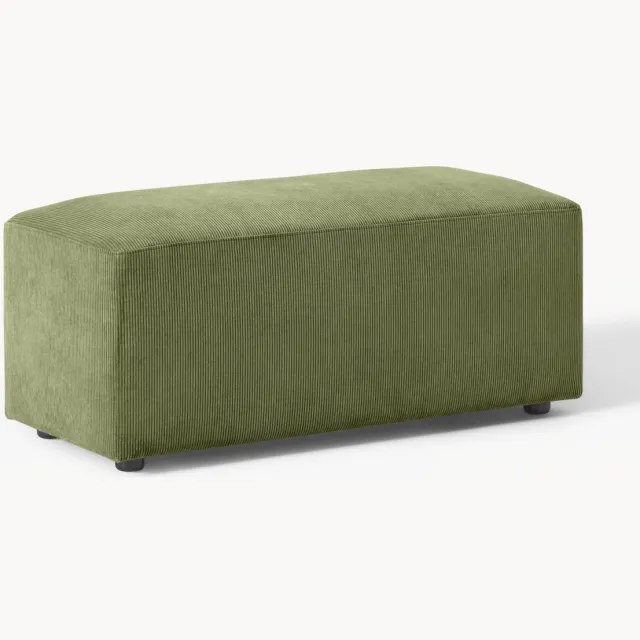 Westwing Collection Corduroy poef Melva, B 99 x D 42 cm Groen