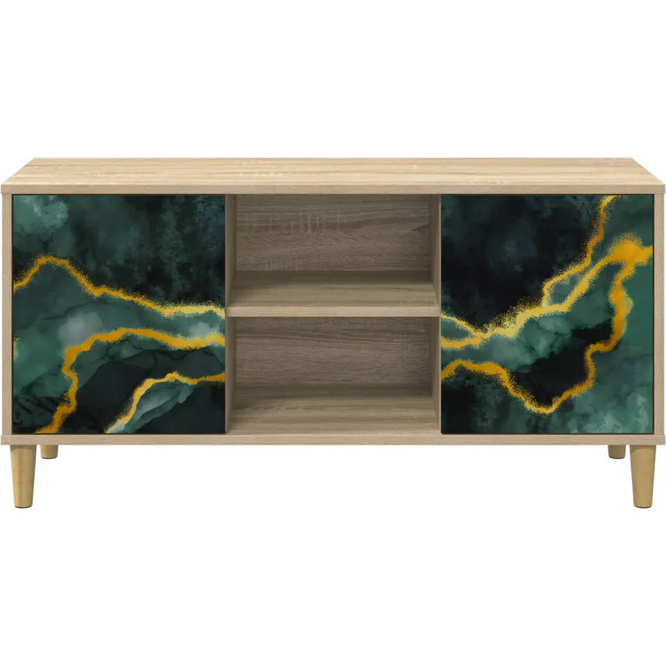 vidaXL Tv-meubel WIJHE 102 x 33 x 50 cm Sonoma Bewerkt hout bruin, foto 4