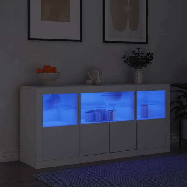 vidaXL Dressoir met LED-verlichting 142,5x37x67 cm wit, foto 2