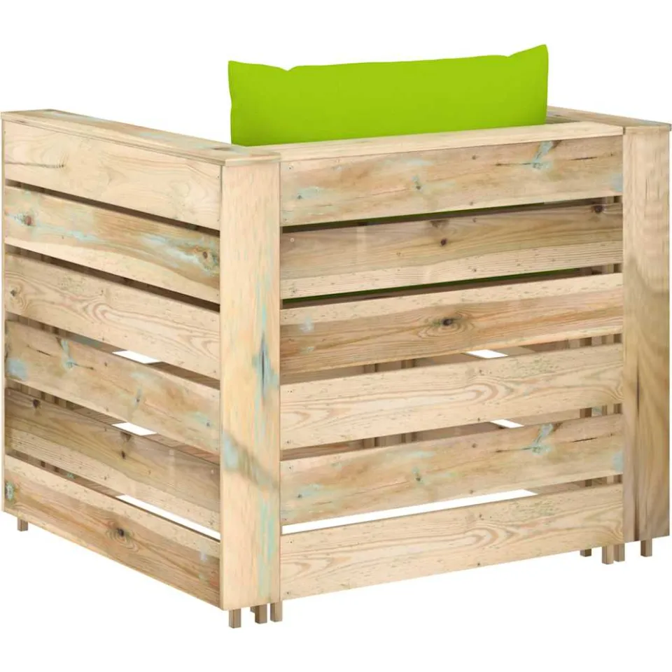 vidaXL 2-delige Loungeset met kussens groen geïmpregneerd hout, foto 4