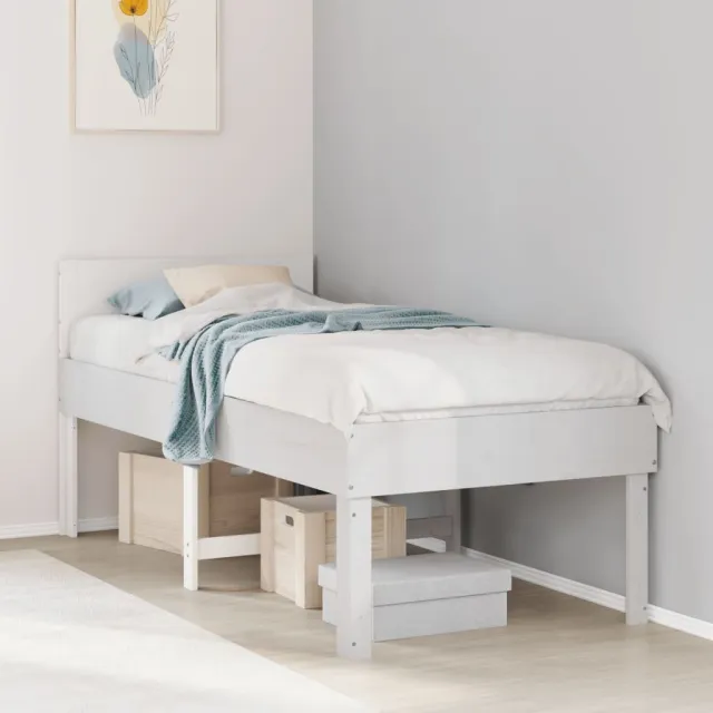 vidaXL Bedframe zonder matras massief grenenhout wit 75x190 cm