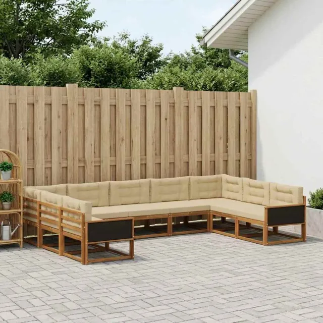 vidaXL Buiten bankenset 9 st 9-zits Natuurlijk en Beige