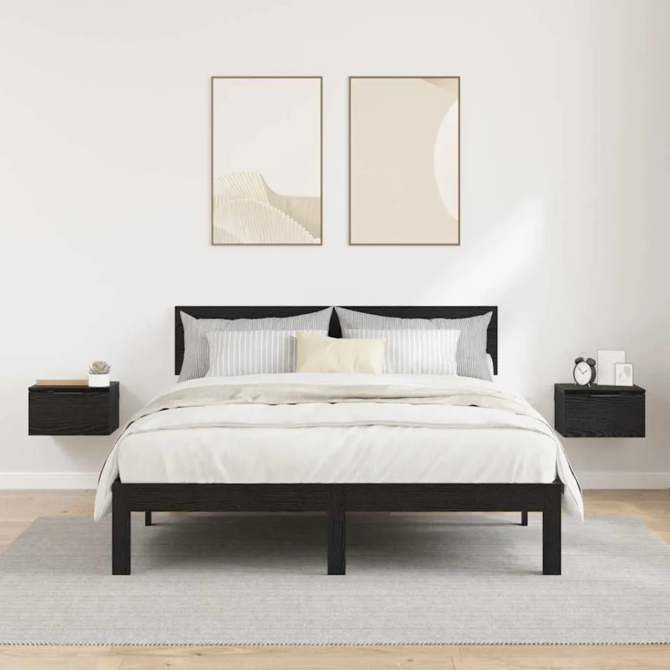 vidaXL Nachtkastje 2 st Zwart Eiken 34 x 30 x 20 cm Bewerkt hout, foto 4