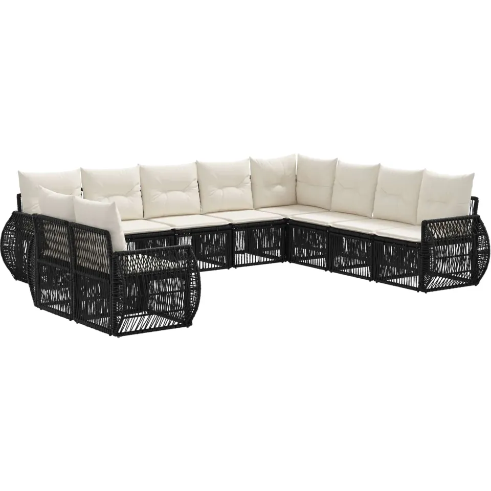 vidaXL Tuinbankenset 10 st Zwart en Cream Wit poly rattan, foto 3