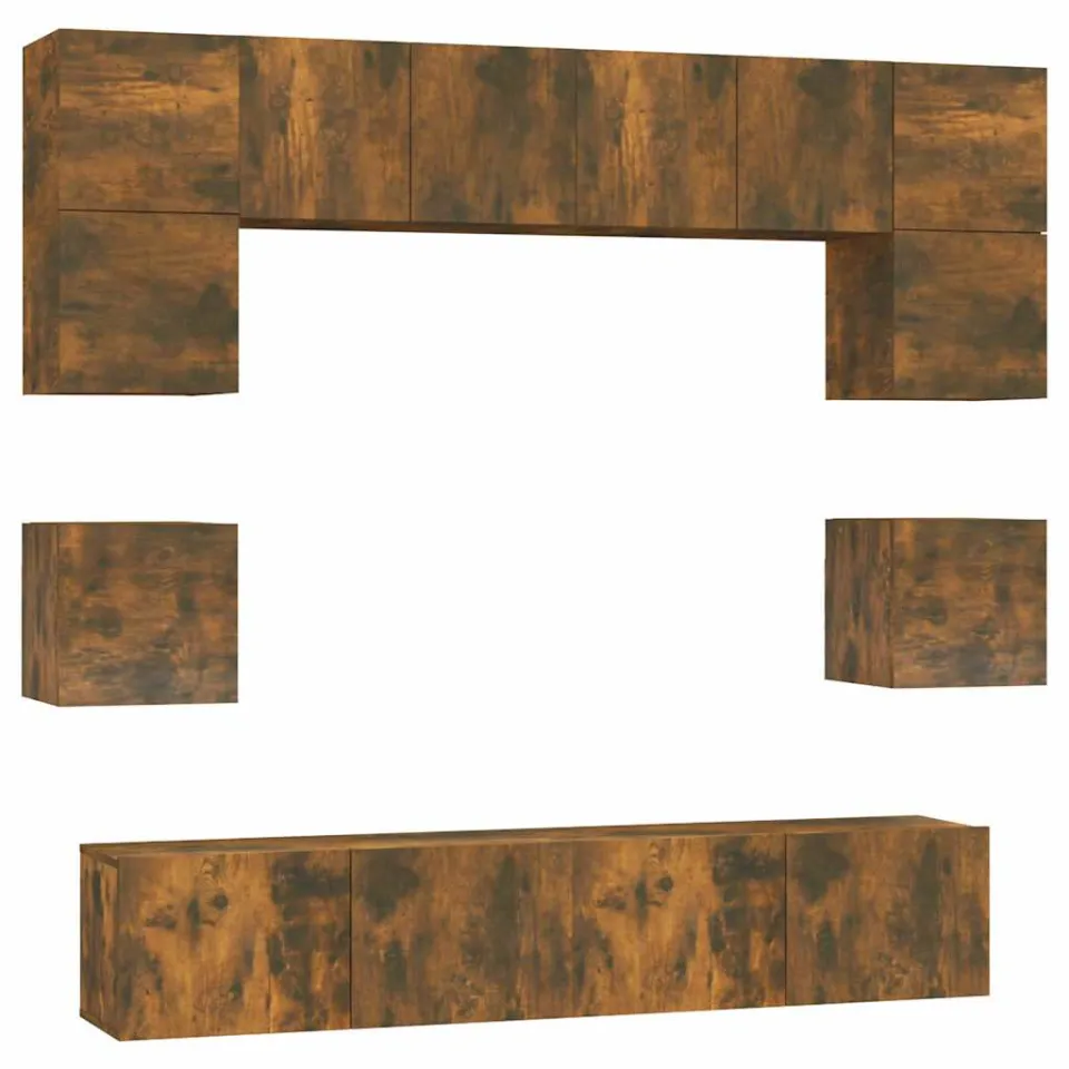 vidaXL 8-delige Tv-meubelset bewerkt hout gerookt eikenkleurig Bruin