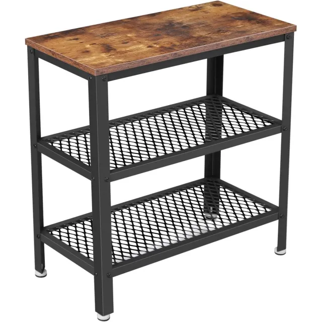 FurnStar Console Tafel - Bijzettafel - Deco Tafel met 2 Rasterplanken - Salontafel voor Gang, Woonkamer, Slaapkamer, Kantoor - Stabiel, Ruimtebesparend, Eenvoudige Montage - Vintage Donkerbruin