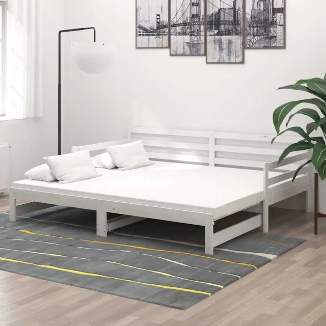 vidaXL Slaapbank uitschuifbaar massief grenenhout 2x(90x200) cm Bruin