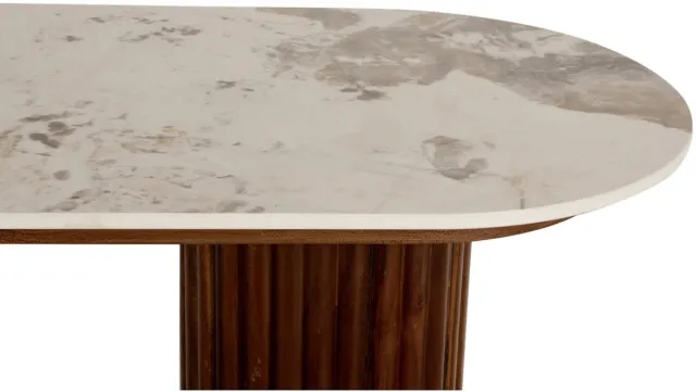Pole to Pole Urban Chique Bijzettafel Keramisch Marmer / Walnootfineer White