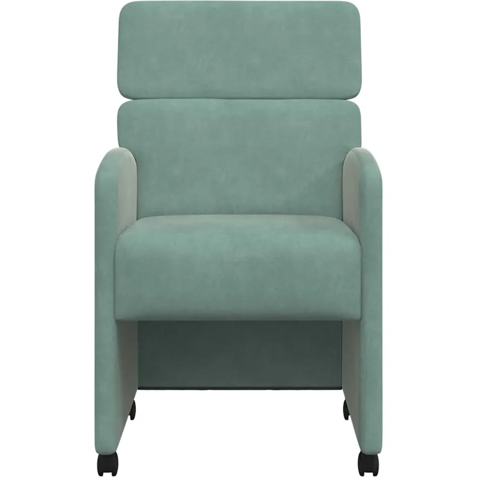 vidaXL Eetkamerstoelen met Wieltjes 2 st Fluweel Zeegroen groen, foto 4