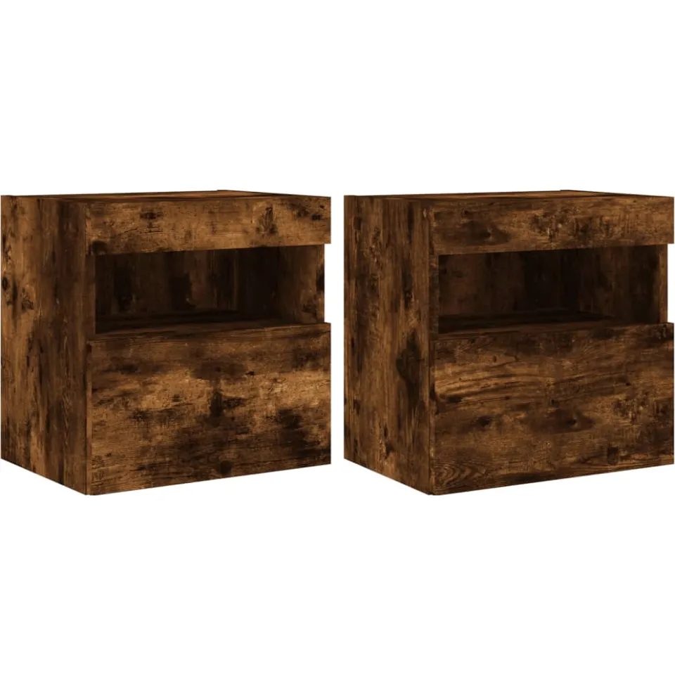 vidaXL Tv-wandmeubels met LED 2 st 40x30x40 cm gerookt eikenkleurig Bruin