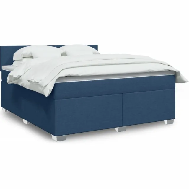 vidaXL Boxspring met matras stof blauw 180x200 cm