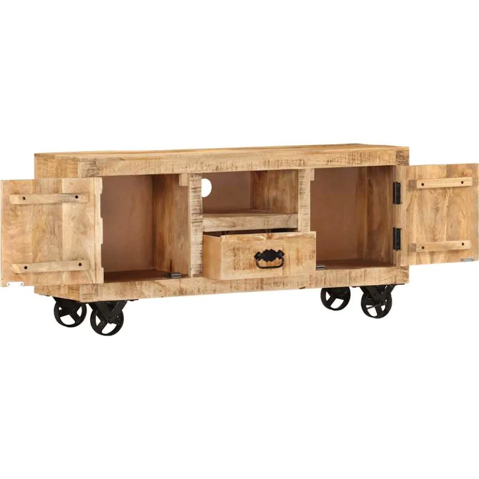 vidaXL Tv-meubel 110x30x50 cm ruw mangohout bruin, foto 3