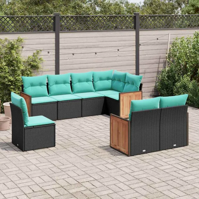 vidaXL 8-delige tuinbankset met kussens, zwart polyrotan, foto 2